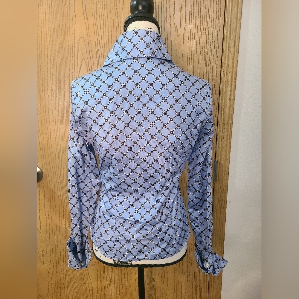 Emanuel Berg Preppy Old Money Printed Vintage Vibe Retro Button Down Shirt - Picture 3 of 4